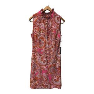 TOMMY HILFIGER - PINK PAISLEY MOD 60'S RETRO‎ STYLE DRESS - NWT - MSRP $99 SZ 10